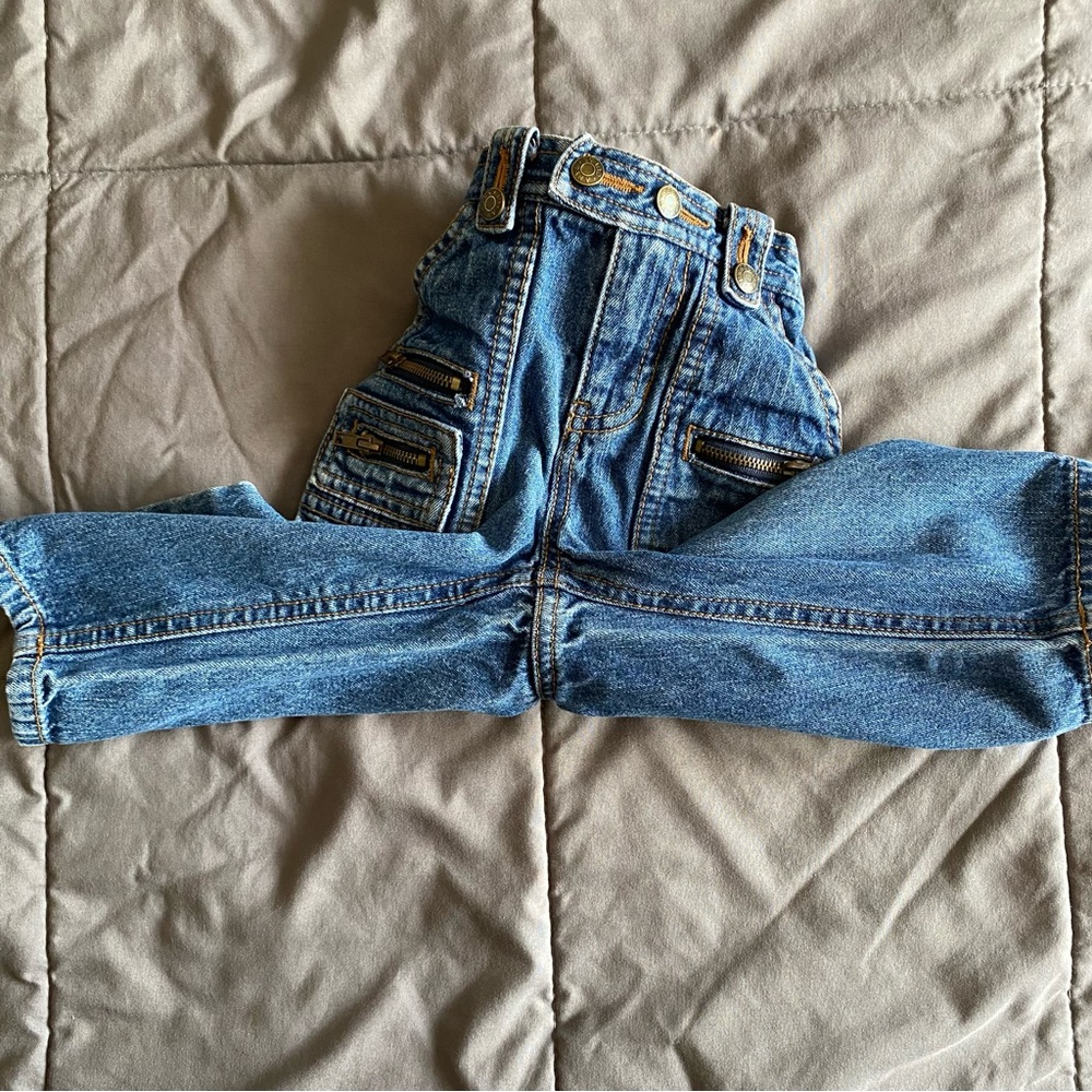 VTG Guess Baby Boy 6/9 Mo Denim Blue Jeans Zipper Pockets Snap Y2K 100% Cotton - Picture 10 of 16